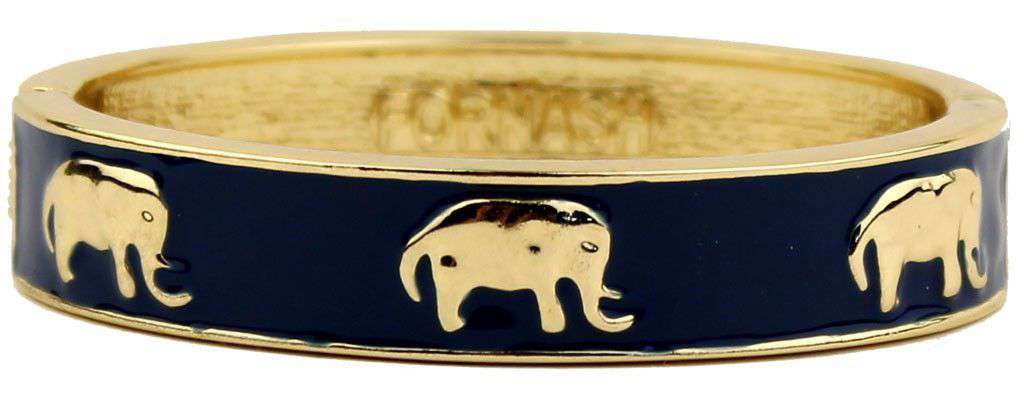 Elephant Bangle in Gold and Navy by Fornash - Country Club Prep