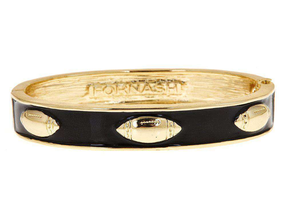 Enamel Football Bangle in Gold and Black by Fornash - Country Club Prep