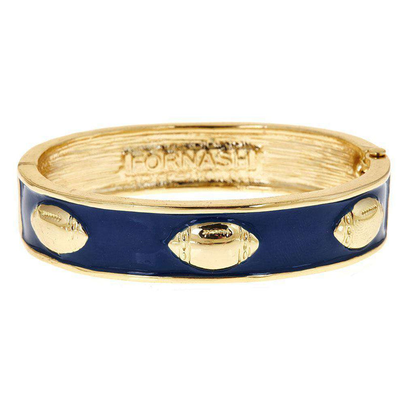 Enamel Football Bangle in Gold and Navy by Fornash - Country Club Prep