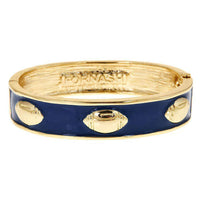 Enamel Football Bangle in Gold and Navy by Fornash - Country Club Prep