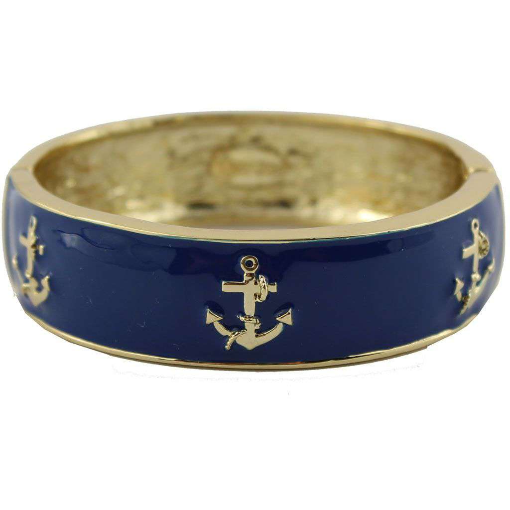 Enameled Anchor Cuff Bracelet in Navy by Pink Pineapple - Country Club Prep