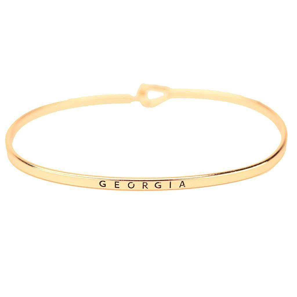 Georgia Engraved Brass Hook Bracelet in Gold by Country Club Prep - Country Club Prep