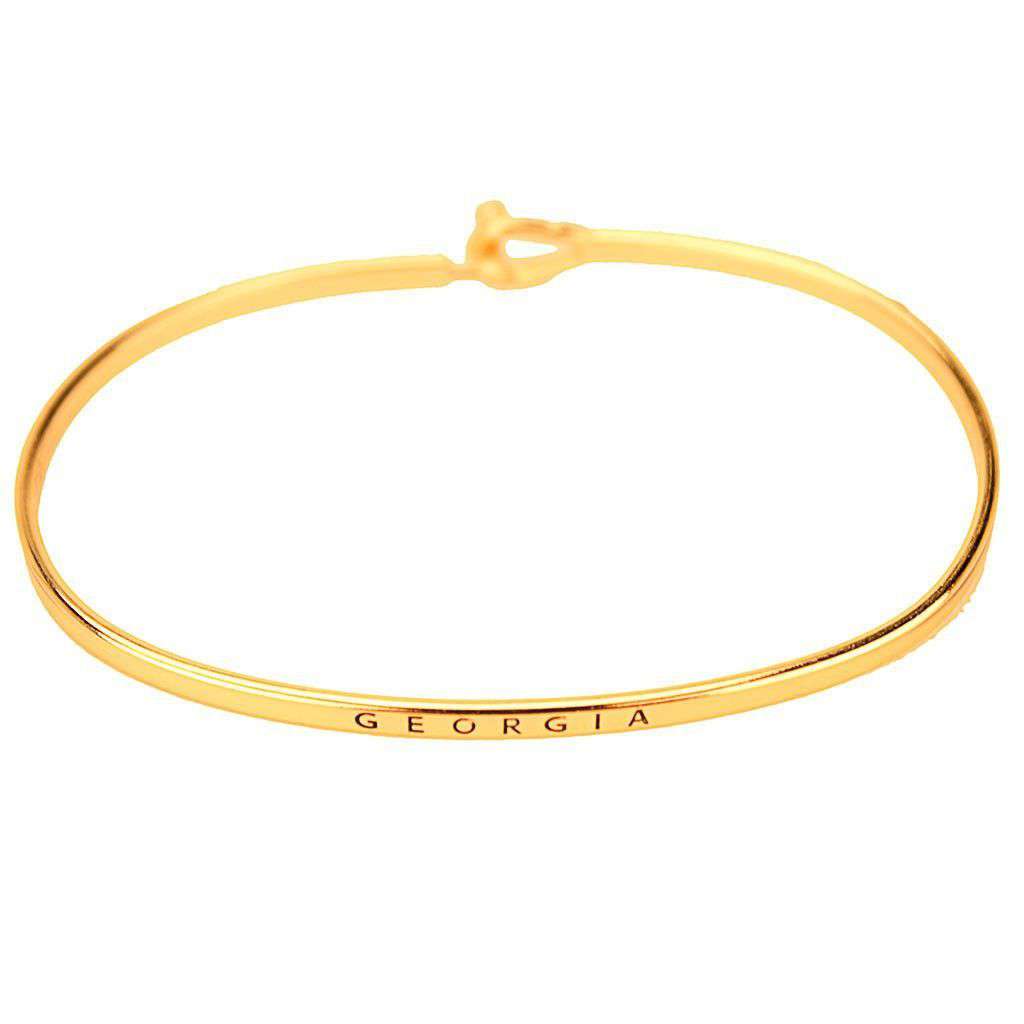Georgia Engraved Brass Hook Bracelet in Gold by Country Club Prep - Country Club Prep