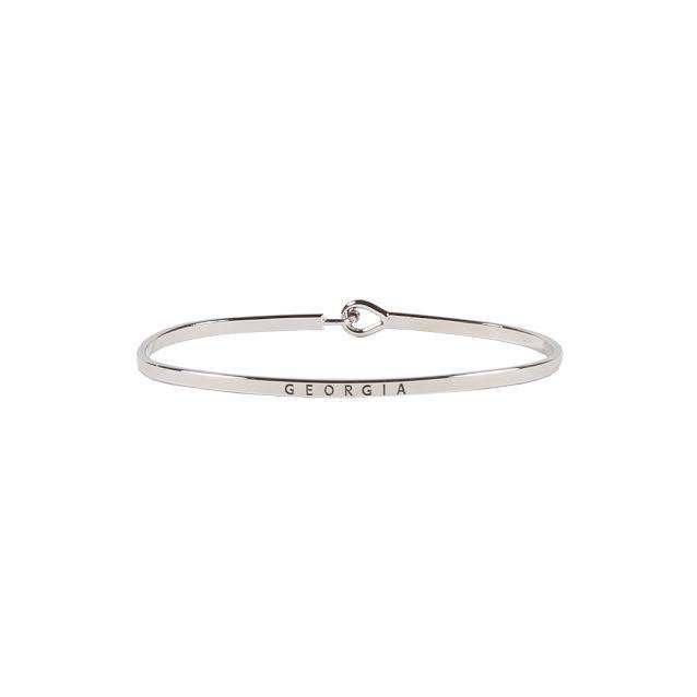 Georgia Engraved Brass Hook Bracelet in Silver by Country Club Prep - Country Club Prep