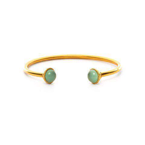 Gigi Open Bangle in Aqua Chalcedony and Gold by Julie Vos - Country Club Prep