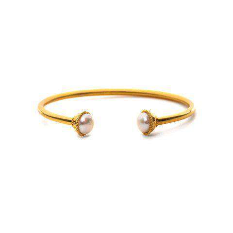 Gigi Open Bangle in Gold and Pearl by Julie Vos - Country Club Prep