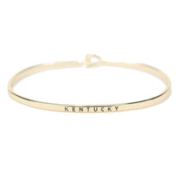 Kentucky Engraved Brass Hook Bracelet in Gold by Country Club Prep - Country Club Prep
