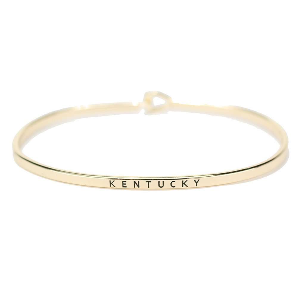 Kentucky Engraved Brass Hook Bracelet in Gold by Country Club Prep - Country Club Prep