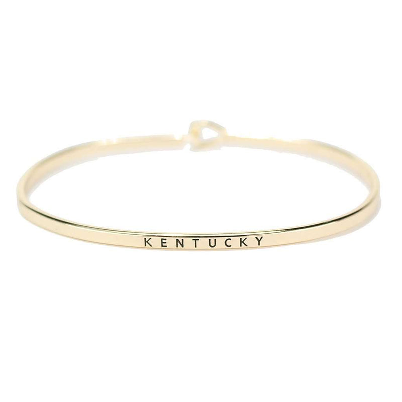 Kentucky Engraved Brass Hook Bracelet in Gold by Country Club Prep - Country Club Prep