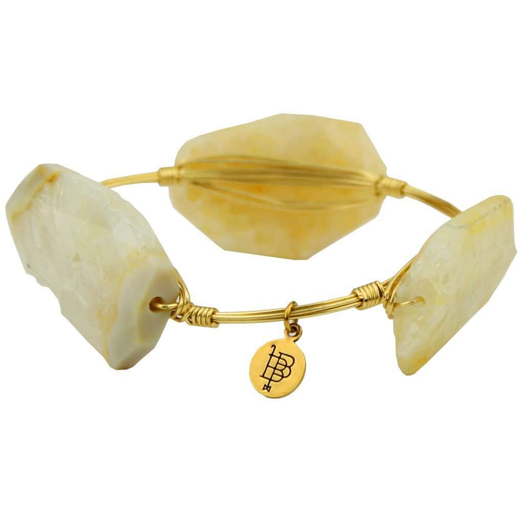 Large Faceted Stones Bracelet in Clear and Gold by Bourbon and Boweties - Country Club Prep