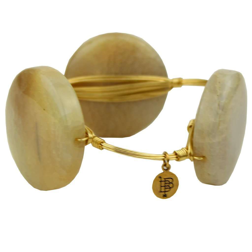 Large Round Stones Bracelet in Clear and Gold by Bourbon and Bowties - Country Club Prep
