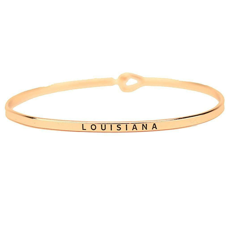 Louisiana Engraved Brass Hook Bracelet in Gold by Country Club Prep - Country Club Prep