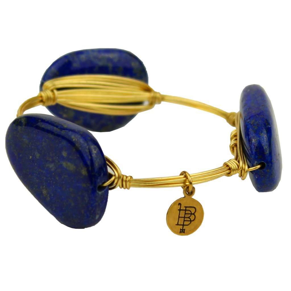 Medium Round Stones Bracelet in Blue and Gold by Bourbon and Boweties - Country Club Prep