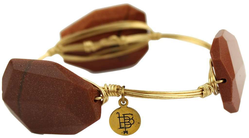 Medium Stones Bracelet in Glitter Brown and Gold by Bourbon and Bowties - Country Club Prep
