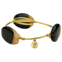 Medium Two Tone Stones Bracelet in Black and Gold by Bourbon and Boweties - Country Club Prep