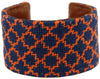 Navy and Orange Quatrafoil Needlepoint Cuff Bracelet by York Designs - Country Club Prep