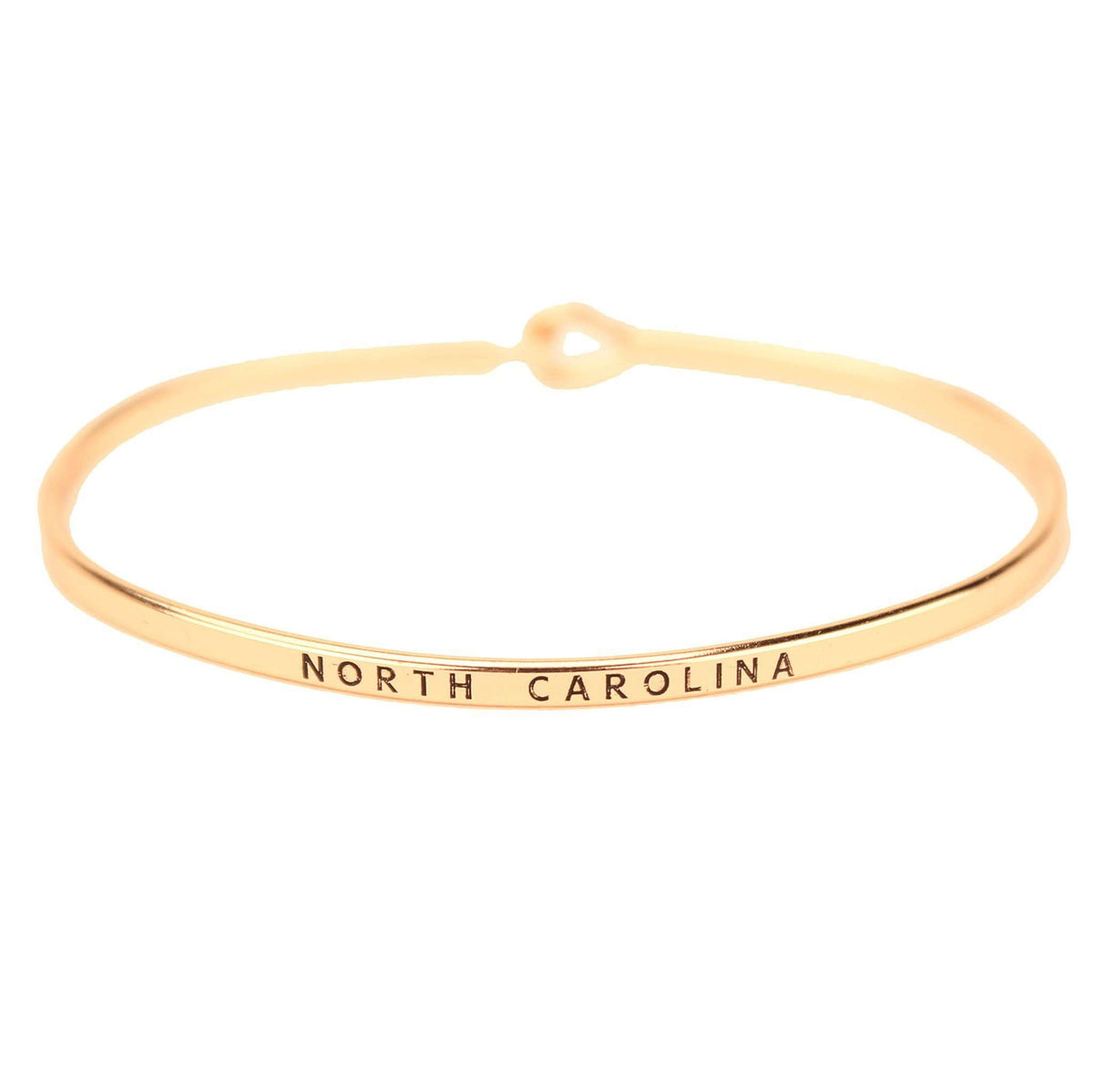 North Carolina Engraved Brass Hook Bracelet in Gold by Country Club Prep - Country Club Prep