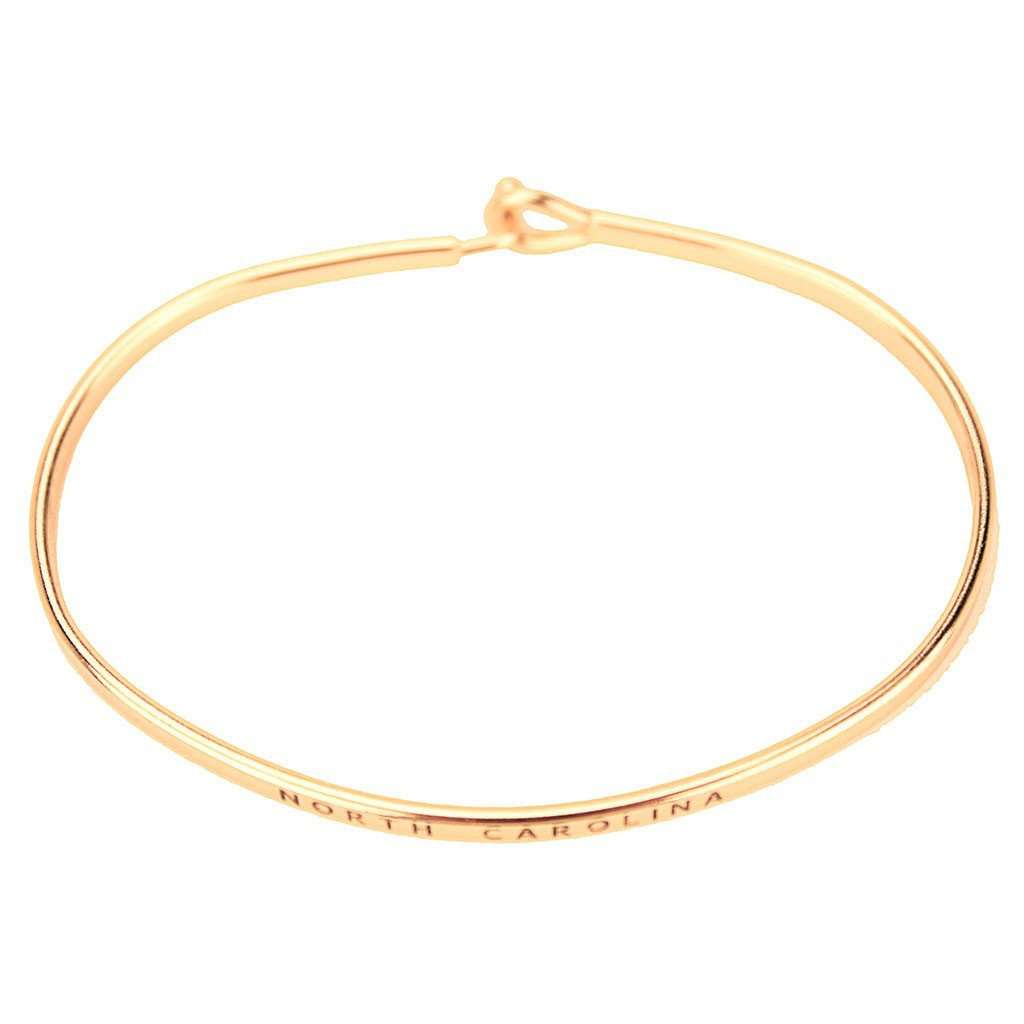 North Carolina Engraved Brass Hook Bracelet in Gold by Country Club Prep - Country Club Prep