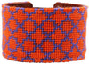 Orange and Purple Quatrafoil Needlepoint Cuff Bracelet by York Designs - Country Club Prep