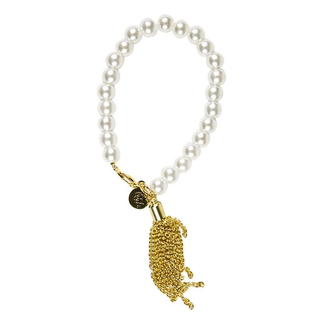 Pearl Bracelet with Gold Tassel by Bourbon and Boweties - Country Club Prep