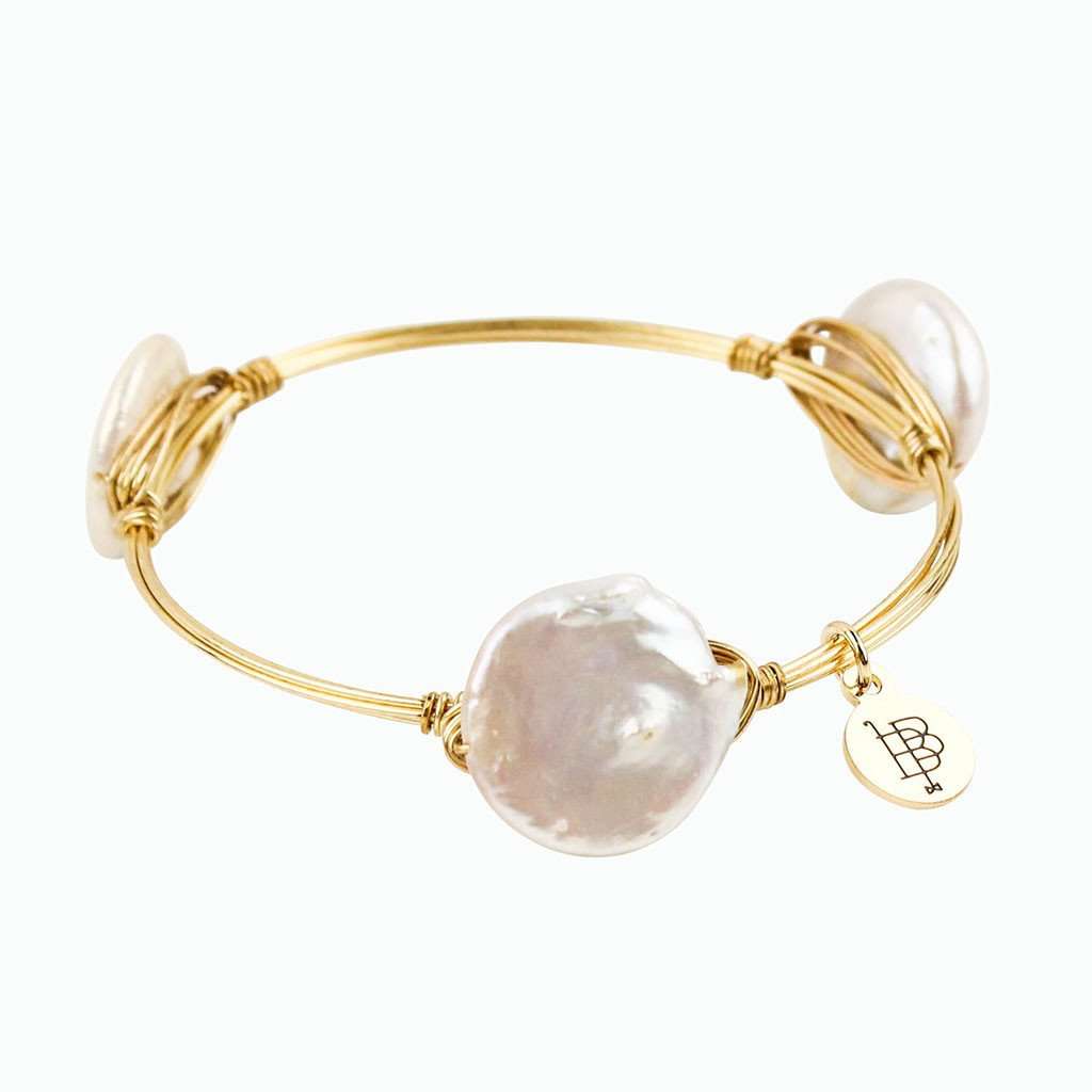 Pearlescent Stones Bracelet in Gold by Bourbon and Boweties - Country Club Prep