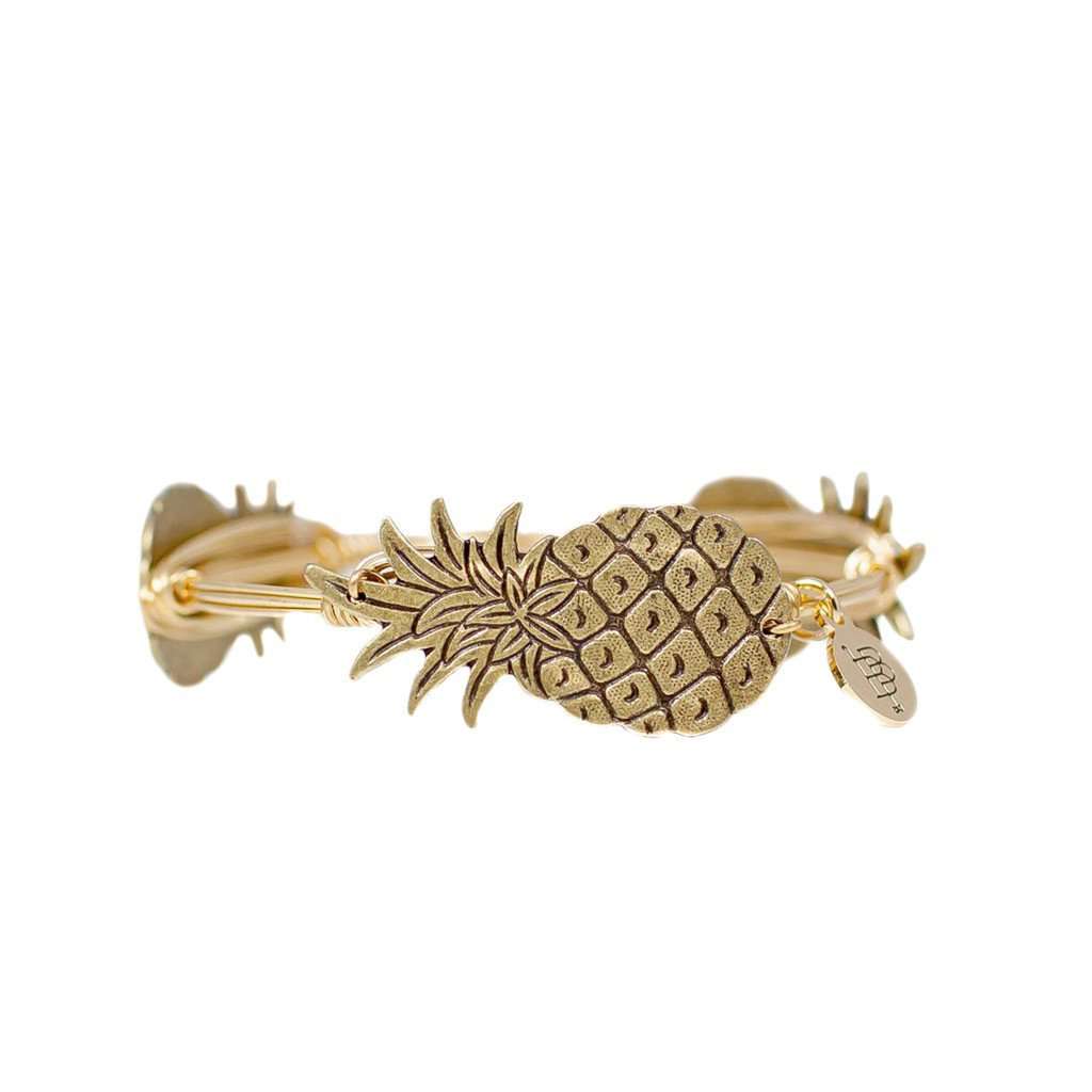 Pineapple Bangle Bracelet in Gold by Bourbon & Boweties - Country Club Prep