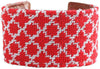 Red and White Quatrafoil Needlepoint Cuff Bracelet by York Designs - Country Club Prep
