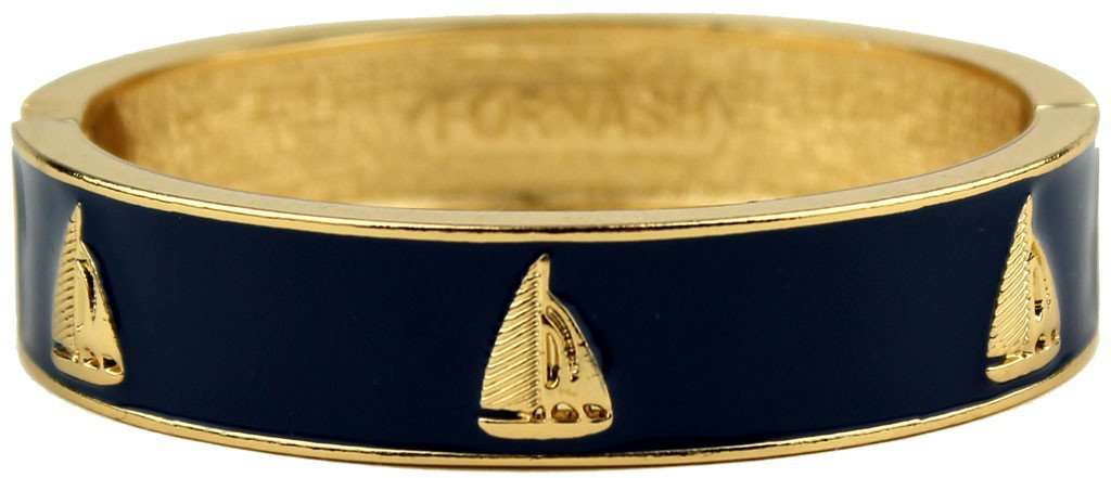 Sailboat Bangle in Gold and Navy by Fornash - Country Club Prep