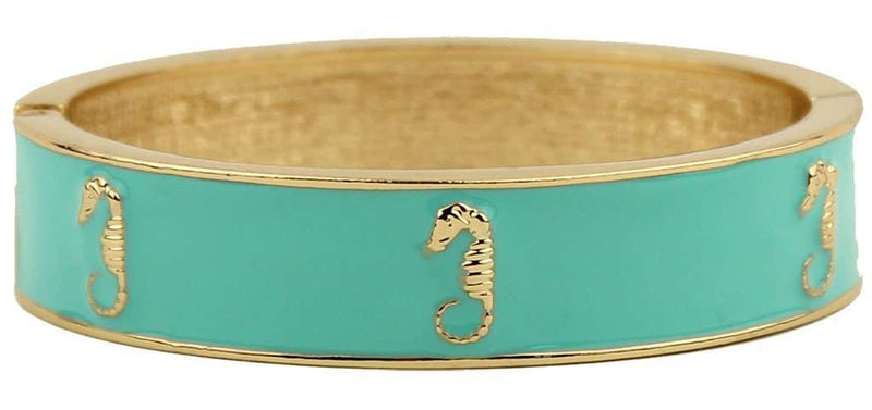 Seahorse Bangle in Gold and Aqua by Fornash - Country Club Prep