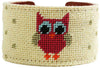 She's a Hoot Needlepoint Cuff Bracelet in Straw by York Designs - Country Club Prep