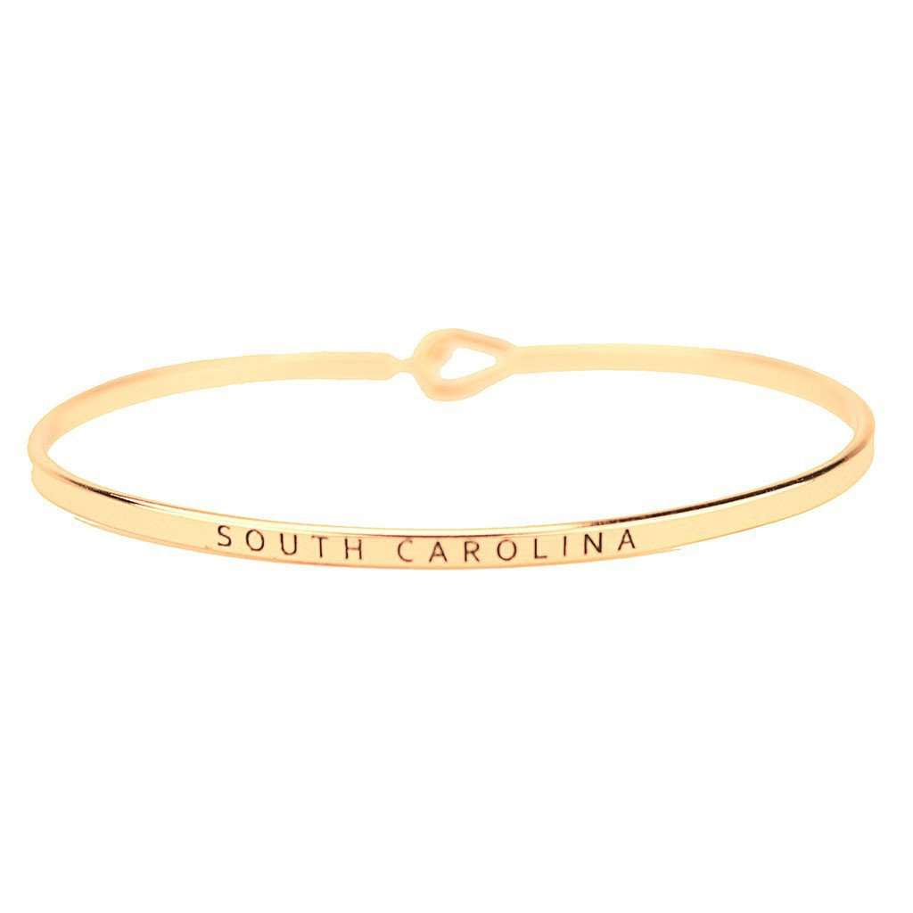 South Carolina Engraved Brass Hook Bracelet in Gold by Country Club Prep - Country Club Prep