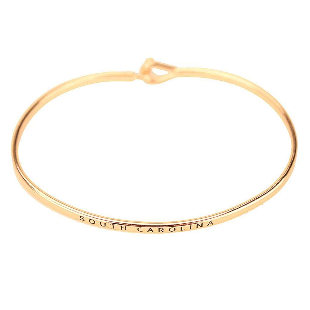 South Carolina Engraved Brass Hook Bracelet in Gold by Country Club Prep - Country Club Prep