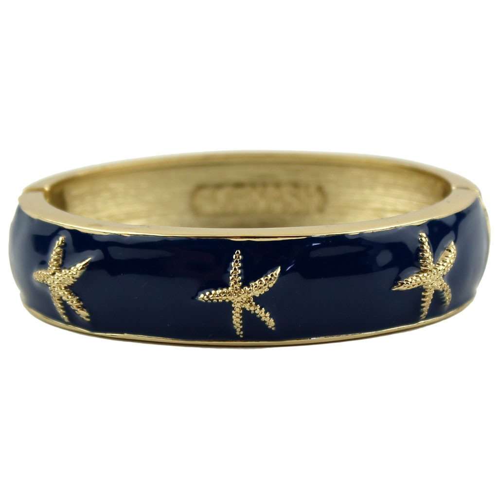 Starfish Bangle in Gold and Navy by Fornash - Country Club Prep