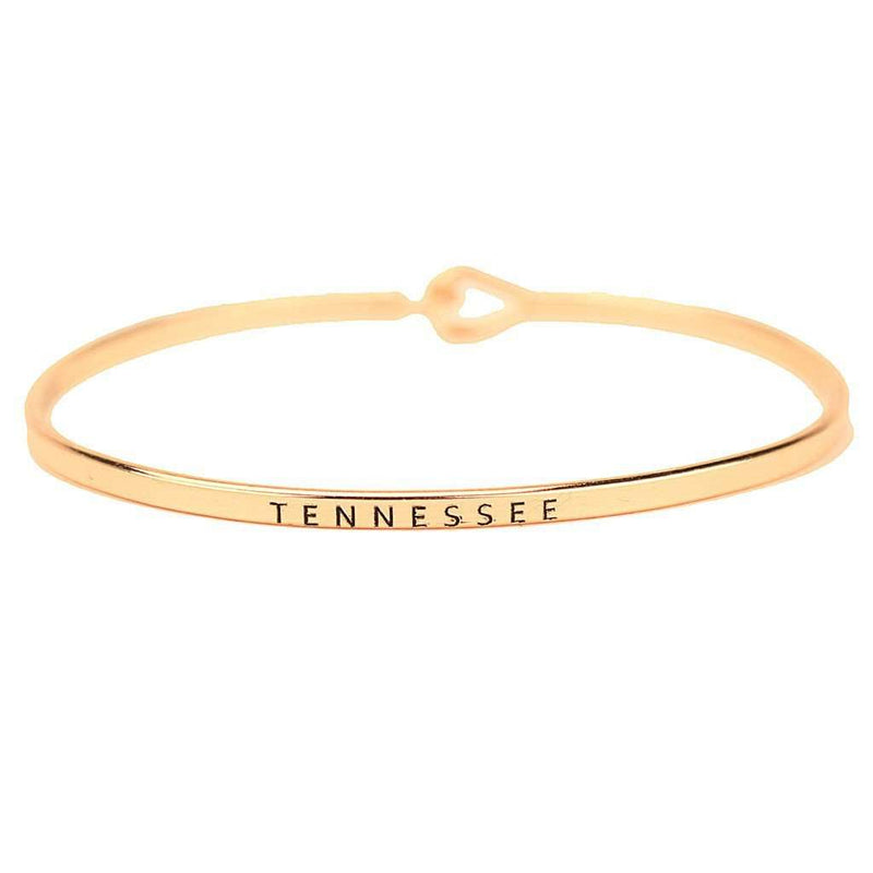 Tennessee Engraved Brass Hook Bracelet in Gold by Country Club Prep - Country Club Prep