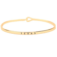 Texas Engraved Brass Hook Bracelet in Gold by Country Club Prep - Country Club Prep
