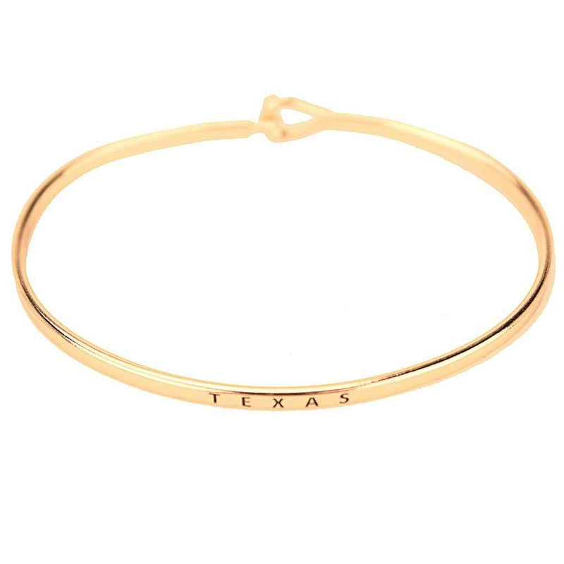 Texas Engraved Brass Hook Bracelet in Gold by Country Club Prep - Country Club Prep