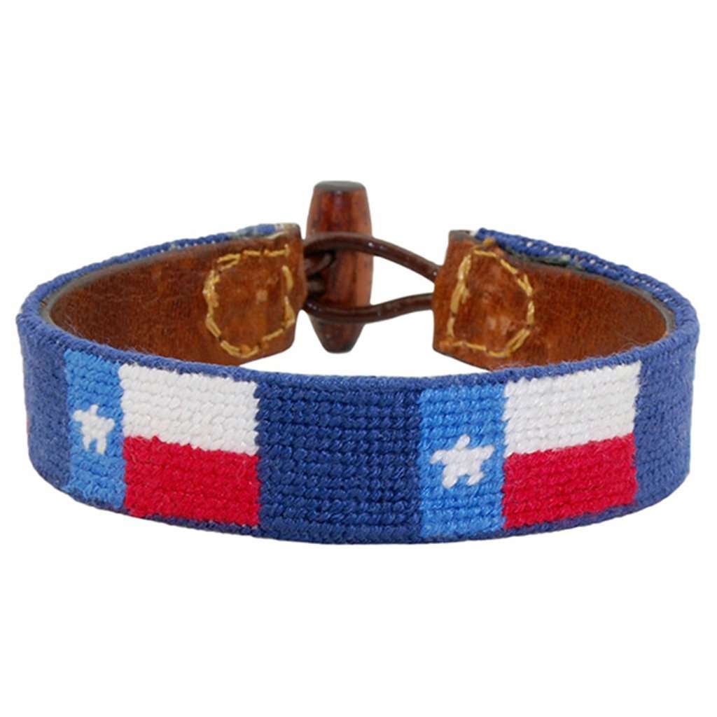 Texas Flag Needlepoint Bracelet in Classic Navy by Smathers & Branson - Country Club Prep