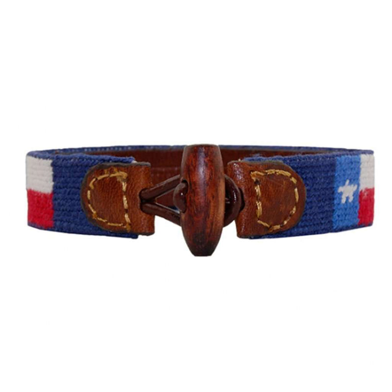 Texas Flag Needlepoint Bracelet in Classic Navy by Smathers & Branson - Country Club Prep