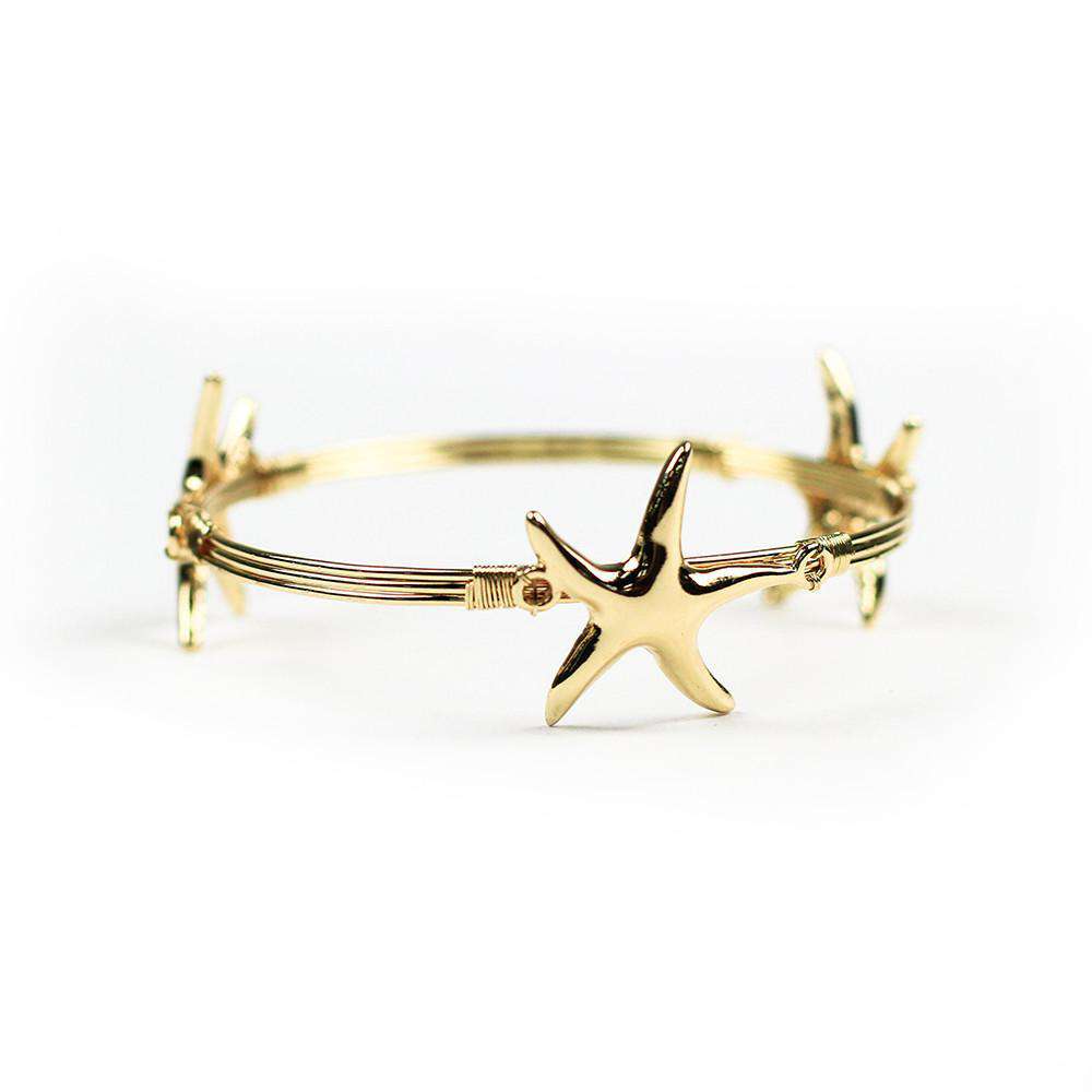 Three Starfish Bangle in Gold by Country Club Prep - Country Club Prep