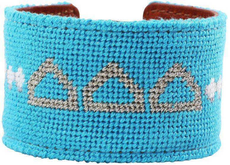 Tri Delta Needlepoint Cuff Bracelet in Cerulean Blue by York Designs - Country Club Prep