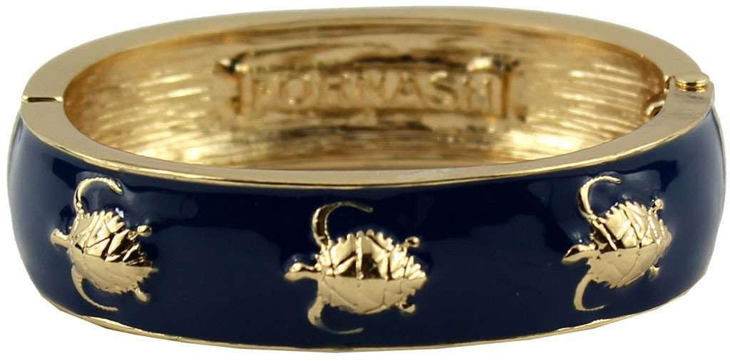 Turtle Bangle in Navy and Gold by Fornash - Country Club Prep