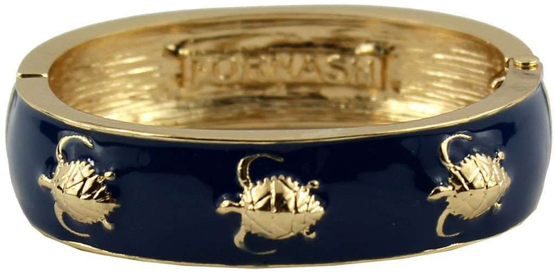 Fornash Turtle Bangle in Navy and Gold – Country Club Prep