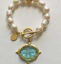 Venetian Bee Bracelet in Aqua by Susan Shaw - Country Club Prep