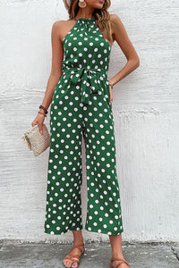 Polka Dot Grecian Wide Leg Jumpsuit - Country Club Prep