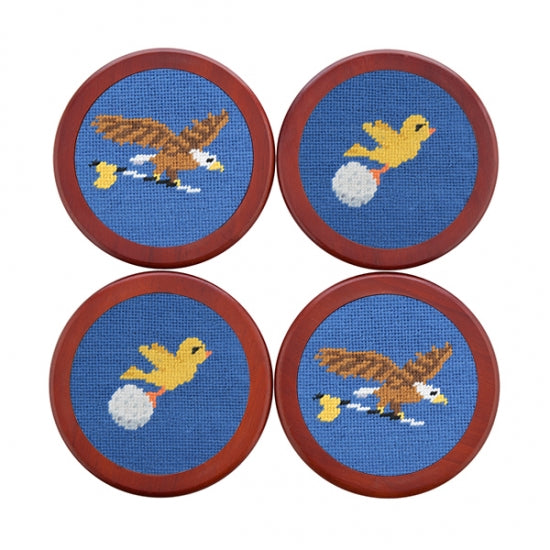 Birdie Eagle Needlepoint Coasters by Smathers & Branson - Country Club Prep