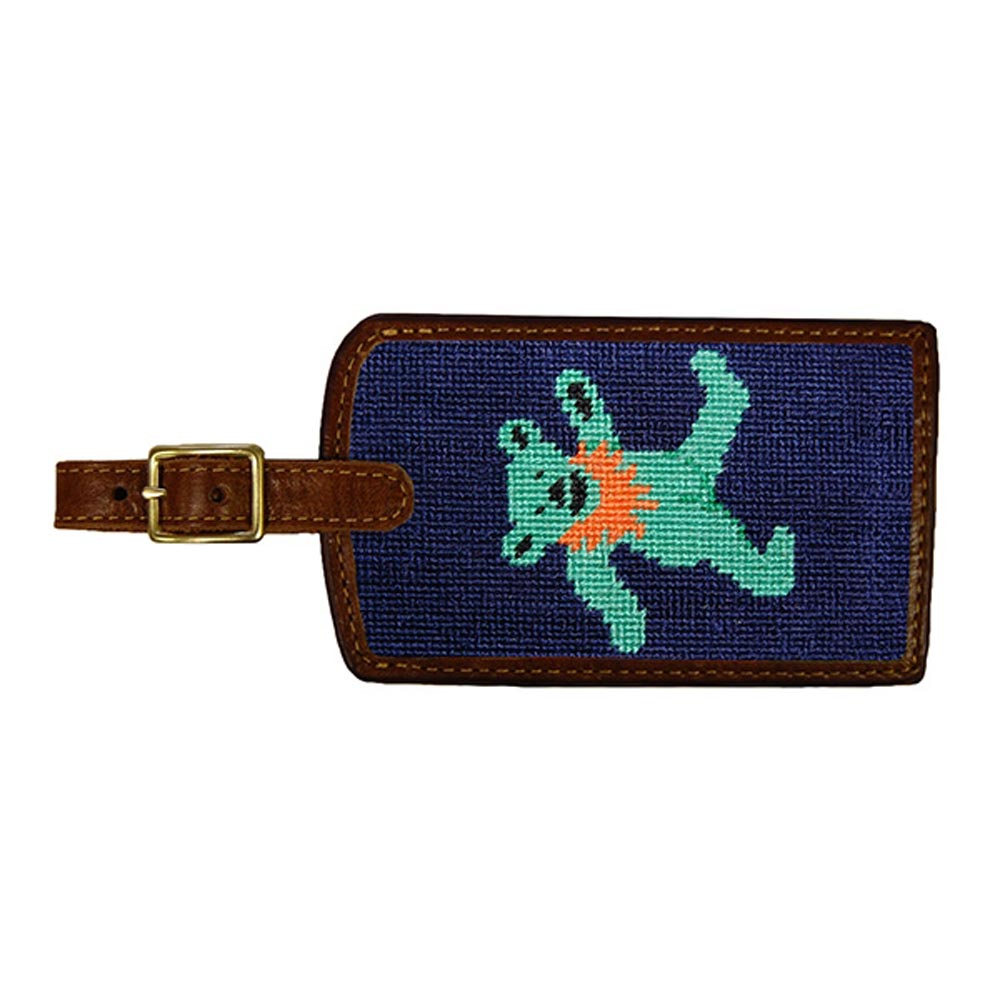 Dancing Bear Needlepoint Luggage Tag by Smathers & Branson - Country Club Prep
