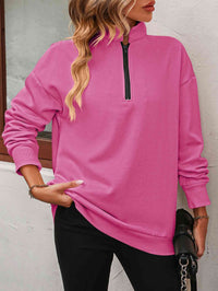 Zip-Up Dropped Shoulder Sweatshirt - Country Club Prep