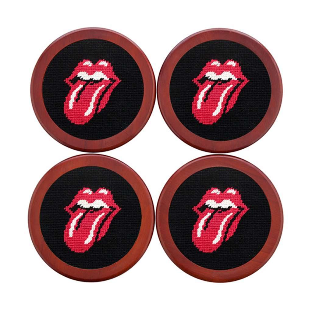 Rolling Stones Needlepoint Coaster Set by Smathers & Branson - Country Club Prep