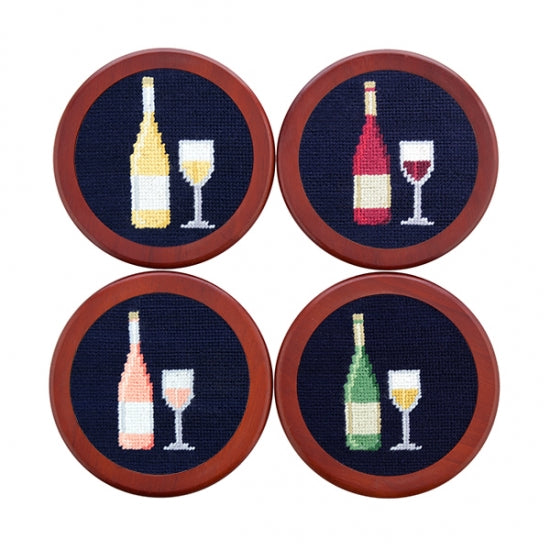 Wine Bottle Needlepoint Coasters by Smathers & Branson - Country Club Prep