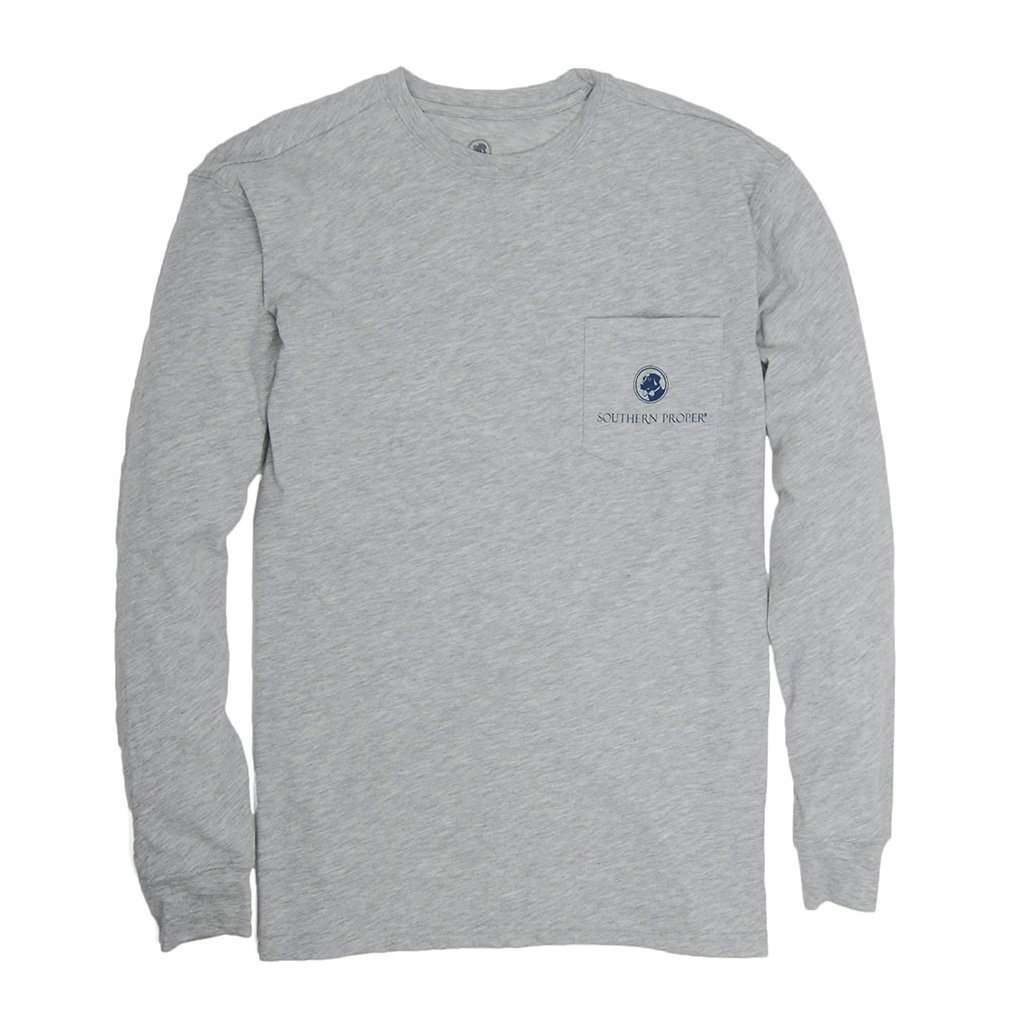 Long Sleeve Call of the South Tee in Heather Grey by Southern Proper - Country Club Prep